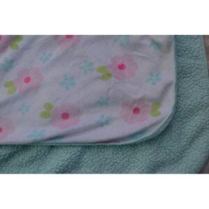 Circo Floral Baby Blanket Pink Aqua Blue Sherpa Underside Flowers Security Lovey